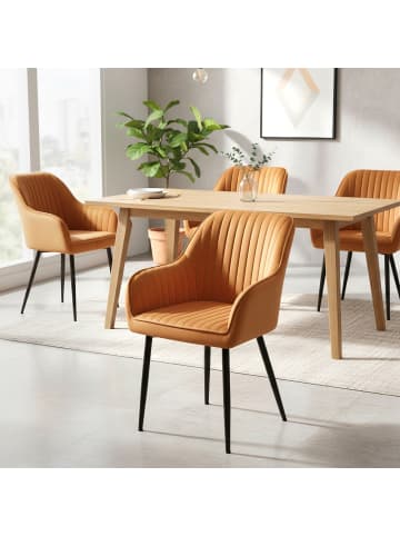 SONGMICS 4er-Set: Esszimmerstuhl in Karamellbraun - (B)62.5 x (H)85 x (T)60 cm