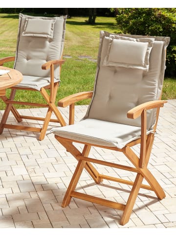 Beliani 2er-Set Gartenstuhl MAUI II in Heller Holzfarbton/Beige