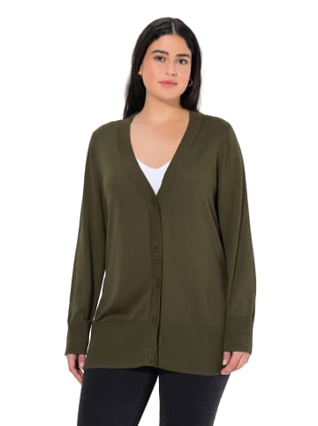 Ulla Popken Strickjacke in dunkel khaki