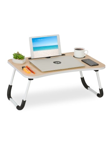 relaxdays Laptoptisch in Natur/ Weiß - (B)63 x (H)26 x (T)40 cm