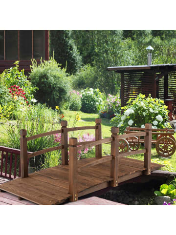 COSTWAY Gartenbrücke 171x77x59cm in Braun