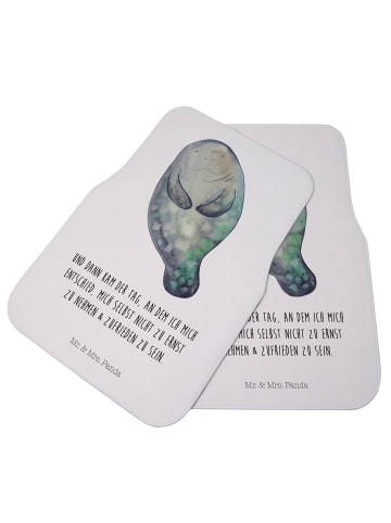 Mr. & Mrs. Panda Fußmatte Auto Seekuh Happy mit Spruch in Weiß