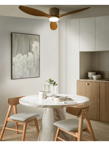 Beliani Deckenventilator mit Licht VEMBAR in Braun/Weiß - (W) 112 x (H) 23 x (L) 112 cm