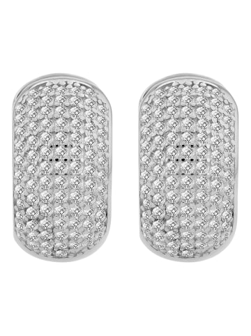 Adeliás Damen Ohrringe – Klappcreole aus 925 Silber mit Zirkonia in silber