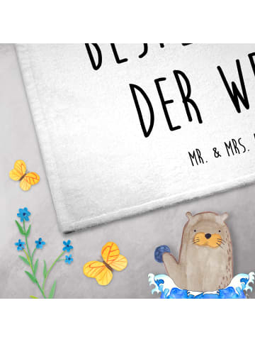Mr. & Mrs. Panda Gästetuch Bär König mit Spruch in Weiß