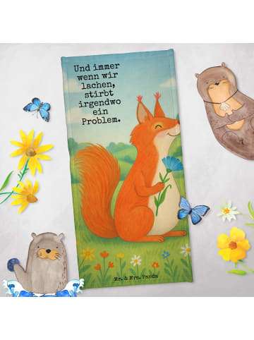 Mr. & Mrs. Panda sporthandtuch Eichhörnchen Blume Design mit Spruch in Weiß