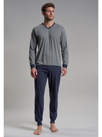 Bugatti Pyjama Genua in blau-dunkel-Allover