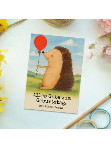 Mr. & Mrs. Panda Postkarte Igel Luftballon Design mit Spruch in Weiß
