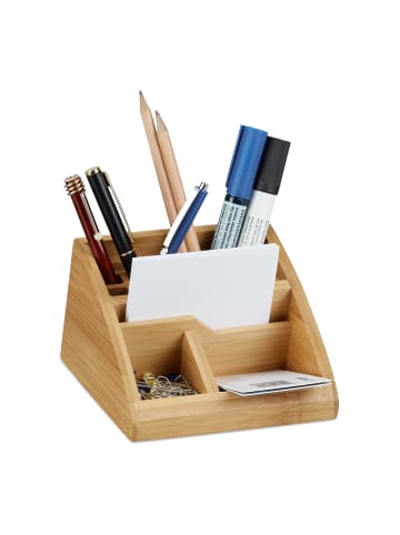 relaxdays Schreibtisch Organizer in Natur - (B)13 x (H)9 x (T)16 cm