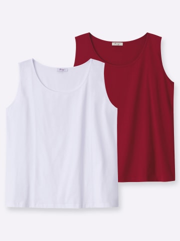 sheego Doppelpack Tops in kirsche-weiß