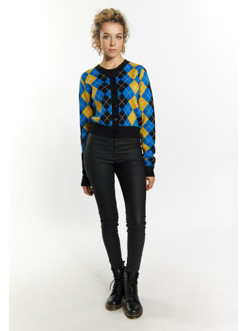 myMo ROCKS Damen Strickjacke in Schwarz Blau Mehrfarbig