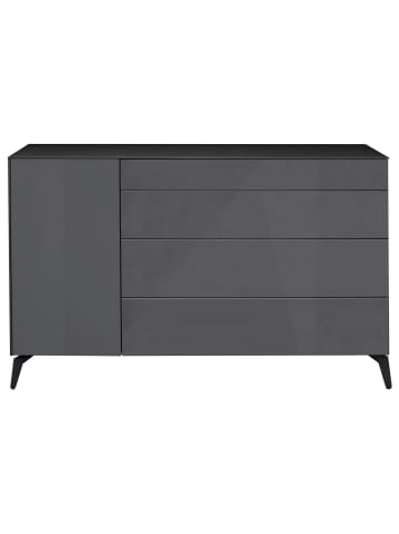 58 aufm Kessel KOMMODE Elfi 169x42x104 Hochglanz Anthrazit/Glas Anthrazit