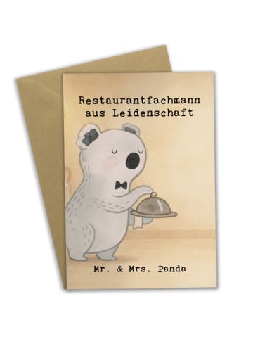 Mr. & Mrs. Panda Klappkarte Restaurantfachmann Leidenschaft Desi... in Weiß