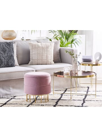 Beliani Pouf ELGIN in Rosa/Gold - (W) 37 x (H) 42 x (L) 37 cm