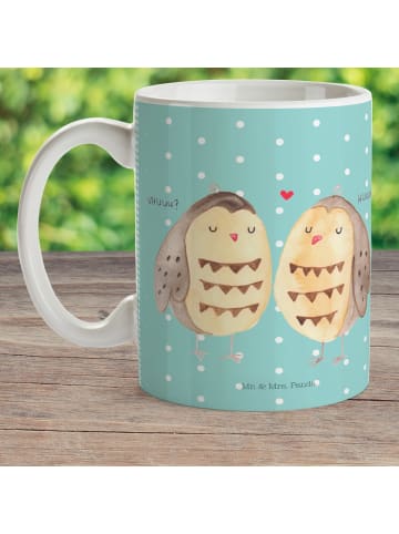 Mr. & Mrs. Panda Haferl Eulen Liebe ohne Spruch in Türkis Pastell