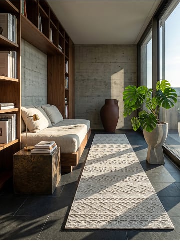 KADIMA DESIGN Läufer Geometrisch pflegeleicht Wohnzimmer Schlafzimmer Flur Esszimmer in Creme
