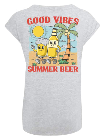 F4NT4STIC Extended Shoulder T-Shirt Summer Time Vintage Beer Cartoon in grau meliert