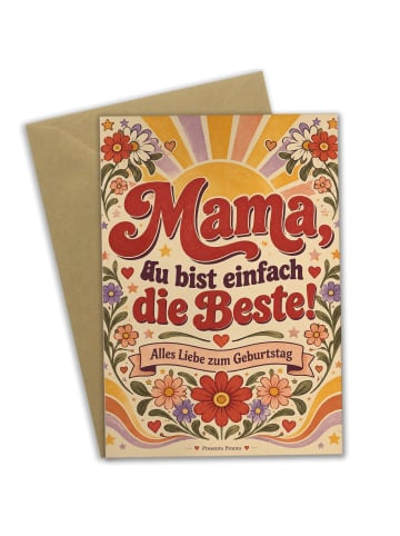 Mr. & Mrs. Panda Geburtstagskarte Blume retro Design mit Spruch in Weiß