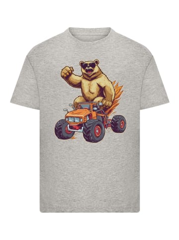 F4NT4STIC T-Shirt Monster Truck Cooler Bär in grau meliert