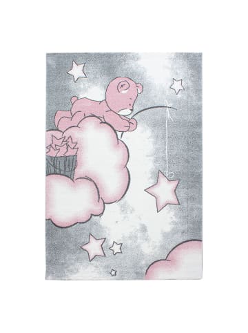 KADIMA DESIGN Kinderteppich Waschbar Bär LAGO Strapazierfähig OEKO-TEX Kinderzimmer in Pink