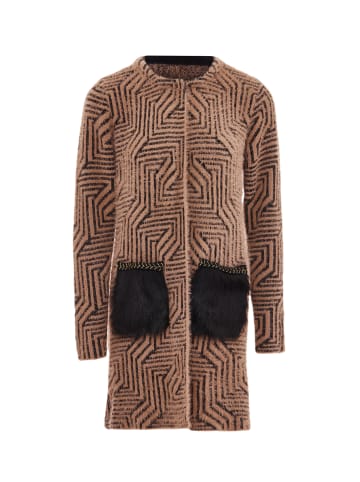 faina Damen Strickjacke in Dunkelrosa Schwarz
