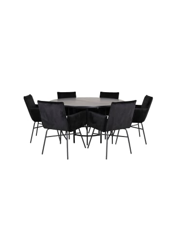 ebuy24 Essgruppe Copenhagen (7-teilig) Schwarz 140 x 140 cm