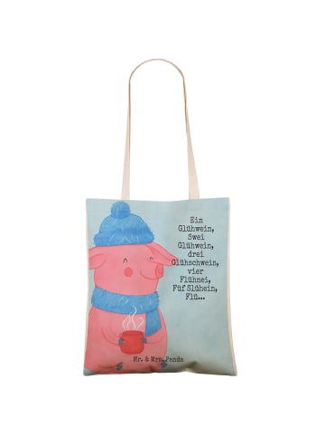 Mr. & Mrs. Panda Tasche Schweinchen Glühwein Design mit Spruch in Weiß