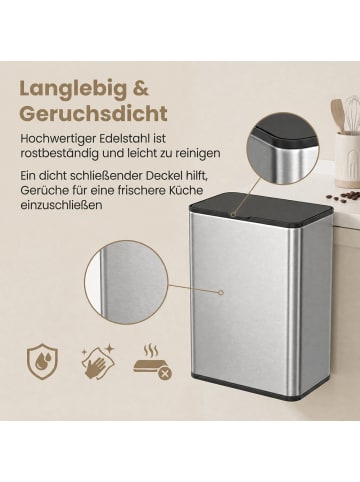 SONGMICS Mülleimer Parri in Silbern - (B)15.2 x (H)32 x (T)25.8 cm - 8 L