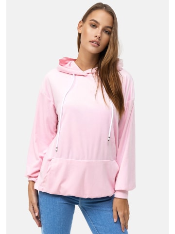 enflame Langer Kapuzen Pullover Oversized Hoodie Kleid Velours Sweatshirt in Rosa