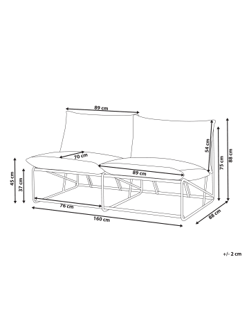 Beliani Gartensofa PICO in Beige - (W) 160 x (H) 88 x (L) 88 cm