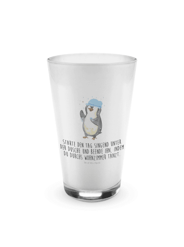 Mr. & Mrs. Panda Blümchentailglas Pinguin Duschen mit Spruch in Transparent