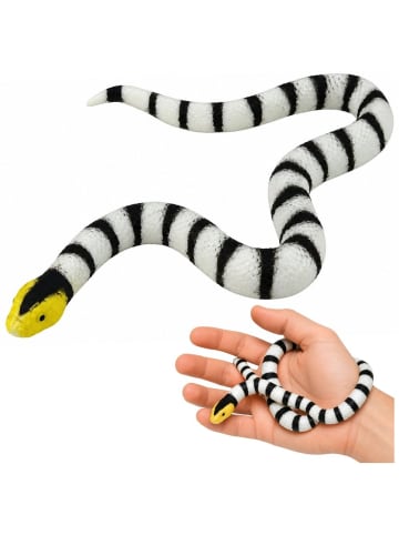 LEAN TOYS Gummischlangenfigur, dehnbar, realistisch, schwarz-weiß, 33 cm