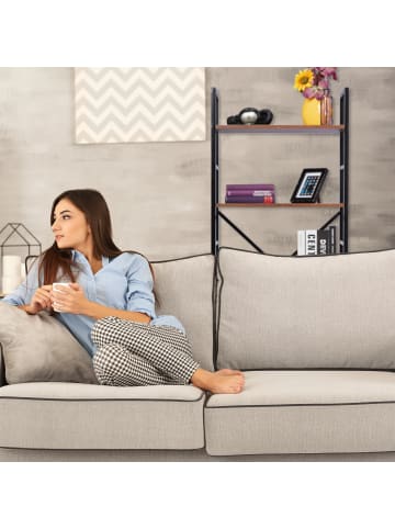 relaxdays Bücherregal in Braun/ Schwarz - (B)60 x (H)158,5 x (T)30 cm
