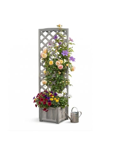 relaxdays Pflanzkasten-Rankgitter in Grau - (B)55 x (H)180 x (T)51 cm