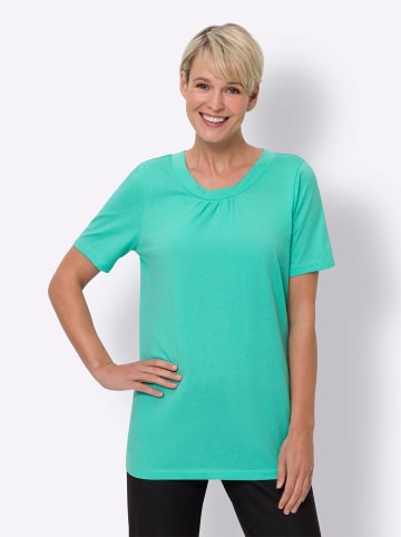 Sieh an! Longshirt in blaugrün-meliert