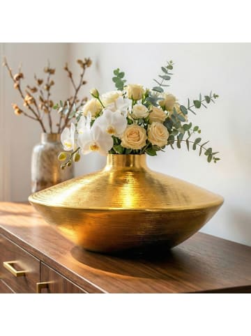 FineBuy Vase in Gold / Aluminium / 35x35x17
