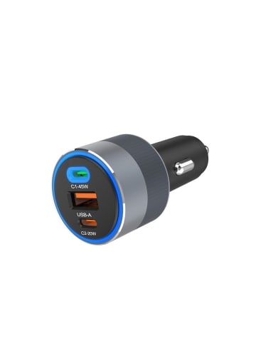 Wisam® FORCELL Autoladegerät 65W 2x USB-C + USB-A PD QC SFC Grau