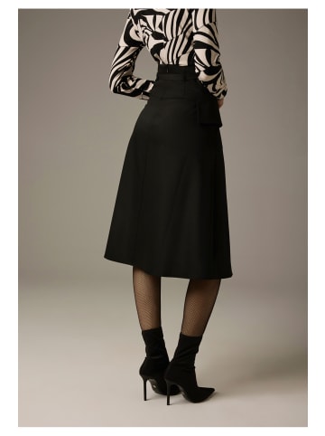 More & More eleganter Midirock, Wickeloptik in black