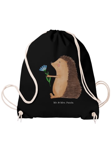 Mr. & Mrs. Panda Stoffbeutel Igel Blumen ohne Spruch in Schwarz