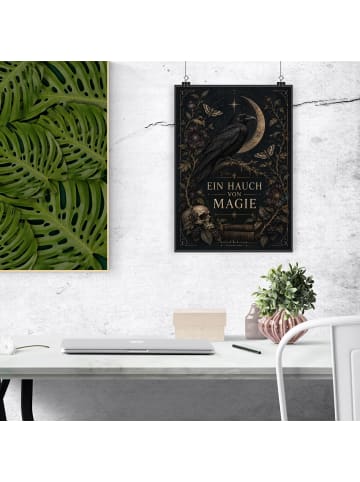 Mr. & Mrs. Panda Plakat Rabe elegant Design mit Spruch in Weiß