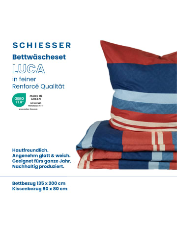 Schiesser Renforcé Bettwäscheset Luca in Terracotta und Blau