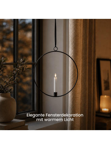 STAR Trading LED Lichterkranz Flamme Ring, schwarz, 30cm in Schwarz
