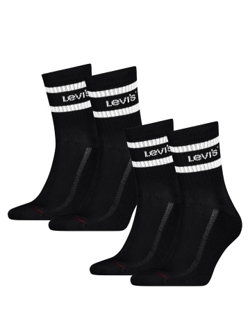 Levis 2 Paar Uni Short Cut Sport Stripe Socken in Schwarz