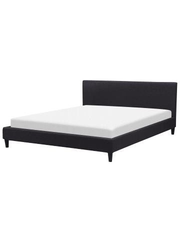 Beliani Doppelbett FITOU in Schwarz/Dunkler Holzfarbton - (W) 190 x (H) 87 x (L) 214 cm