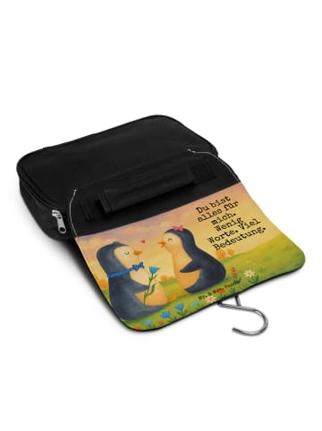 Mr. & Mrs. Panda Waschtasche Pinguin Pärchen Design mit Spruch in Weiß