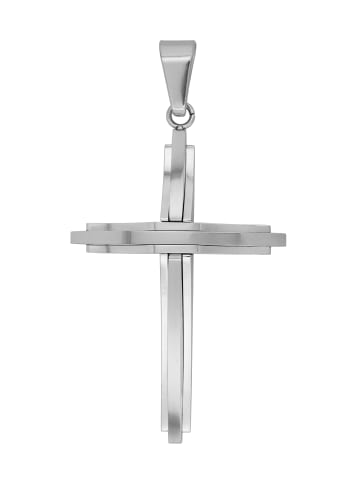 Adeliás Herren Anhänger – Kreuz Kreuzanhänger aus Edelstahl in silber