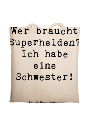 Mr. & Mrs. Panda Stoffbeutel Spruch Liebe Schwester mit Spruch in Creme