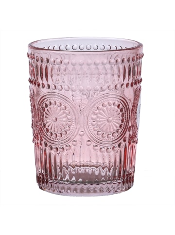 MARELIDA 4er Set Trinkglas Wasserglas Vintage Boho 280ml in rosa