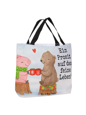 Mr. & Mrs. Panda Tote Bag Glühschwein Sause Design mit Spruch in Weiß