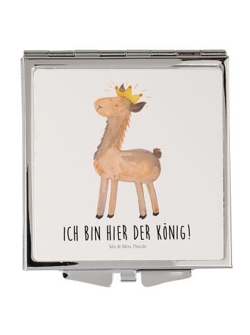 Mr. & Mrs. Panda Klappspiegel Lama König mit Spruch in Weiß